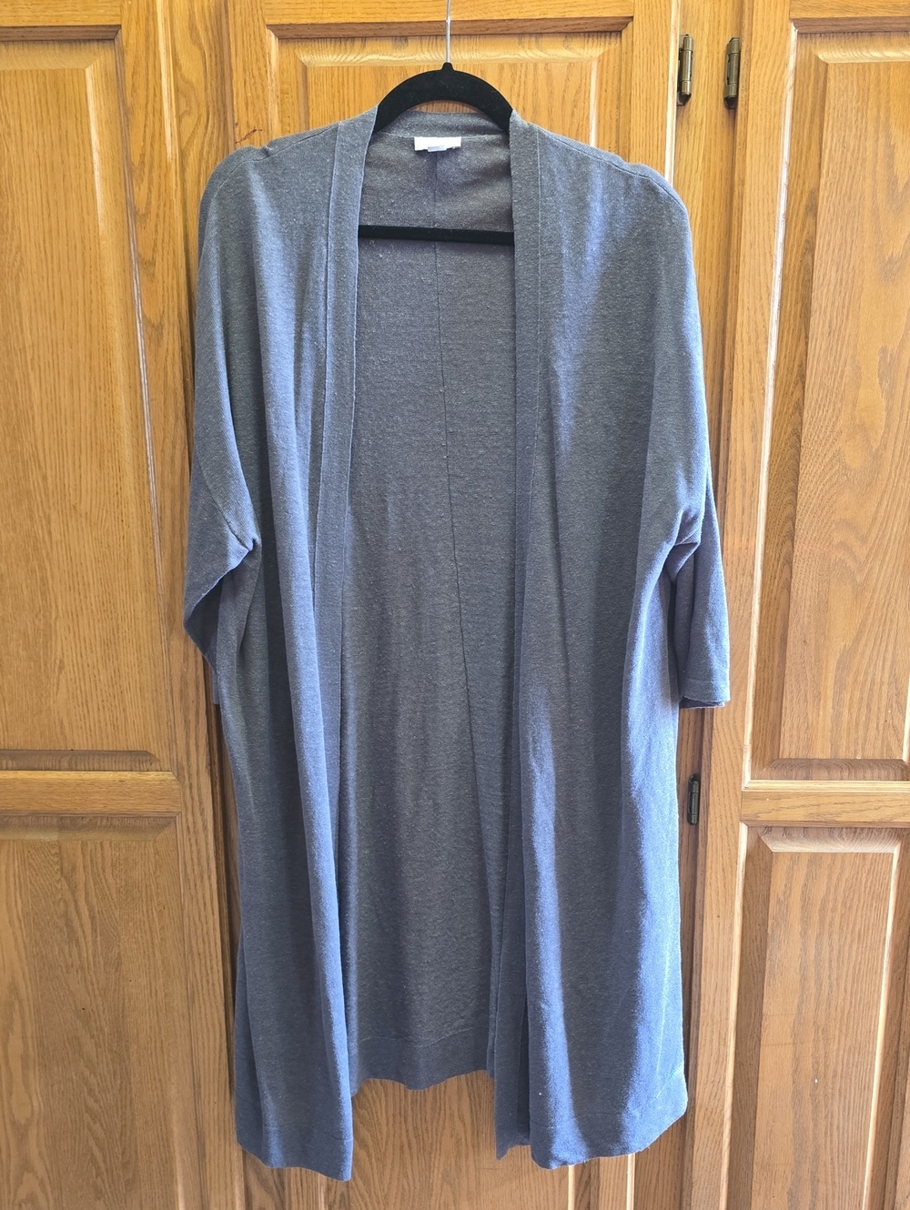 J. Jill Dusty Blue Linen Rayon Knit Long Sleeve Cardigan Sweater Sz L